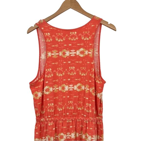 Natural Reflections orange scoop neck high low hem ikat sleeveless dress large - Picture 4 of 8